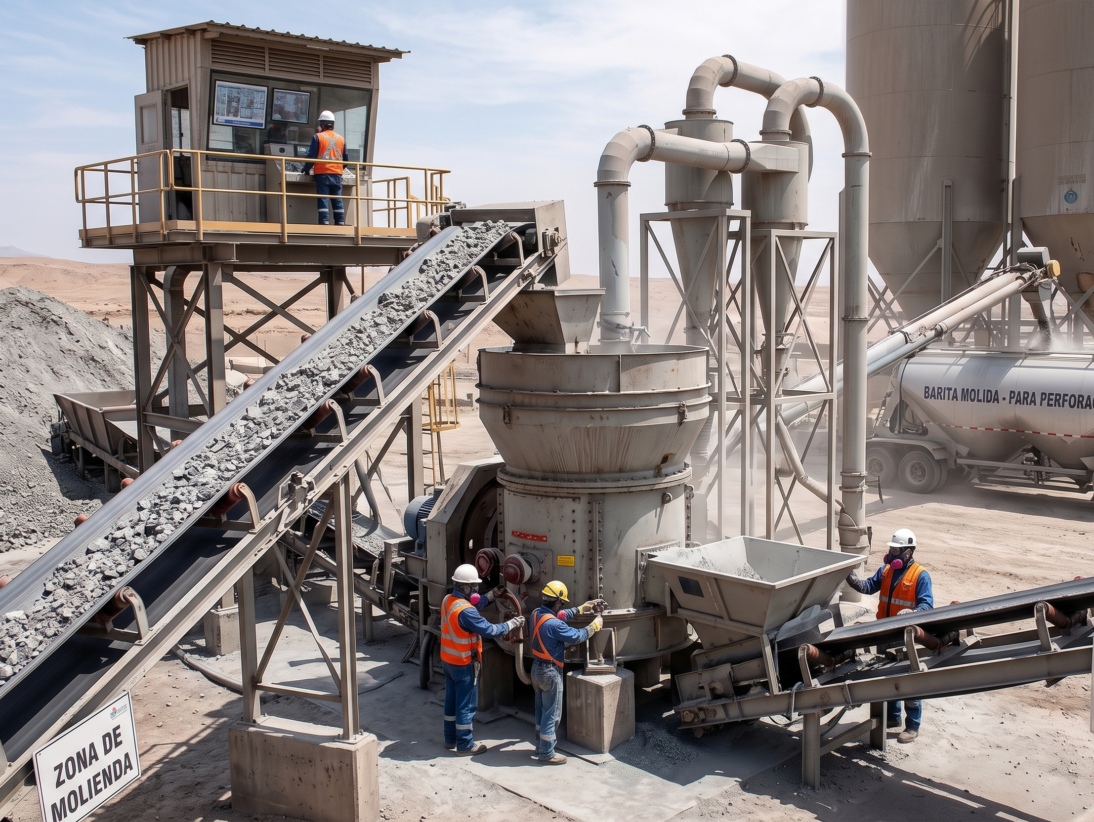 Operación industrial de un molino de barita para fluidos de perforación petrolera