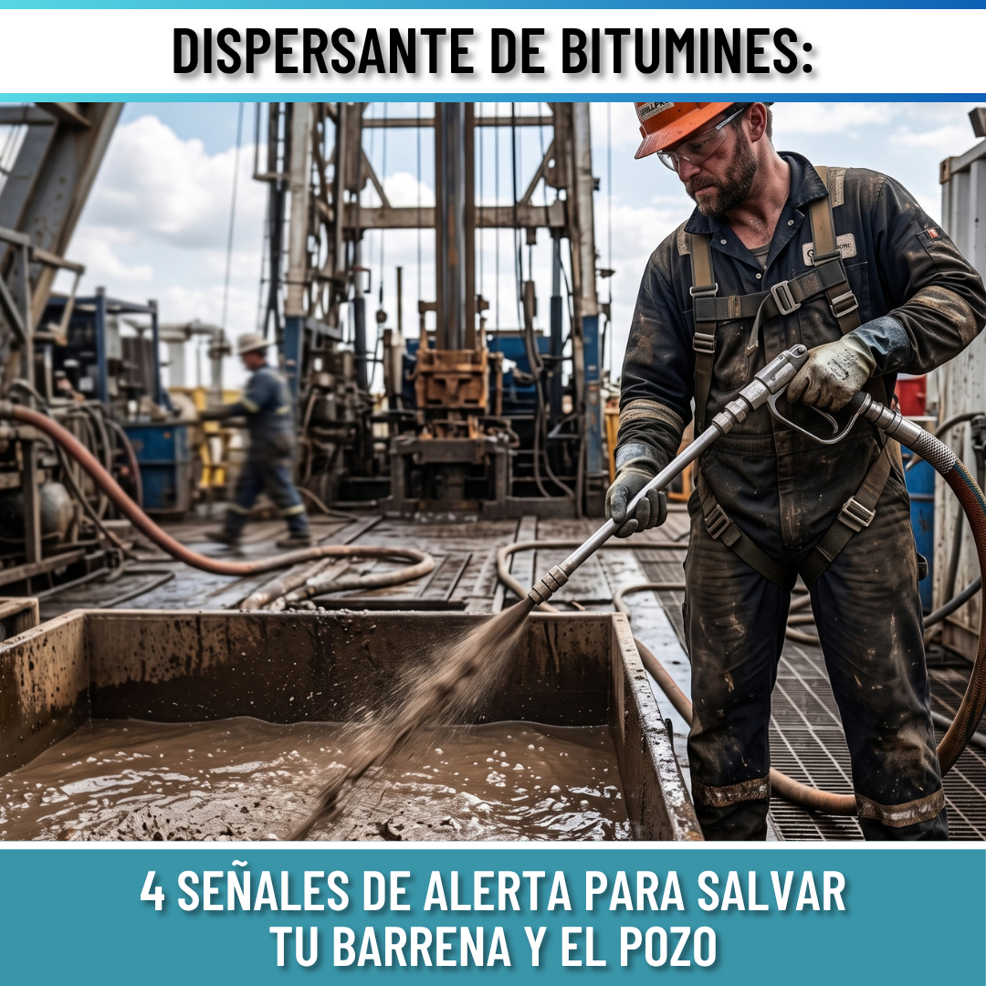 Ingeniero aplicando dispersante de bitumines en lodos de perforación.